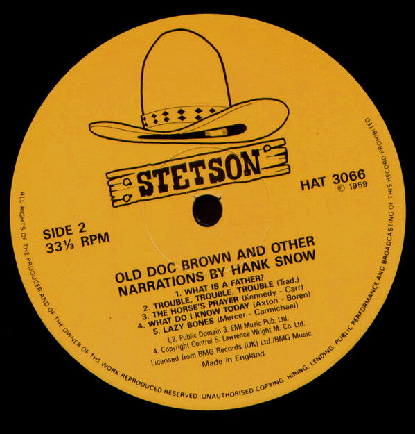 Hank Snow : Old Doc Brown And Other Narrations By Hank Snow (LP, Album, Mono, RE)
