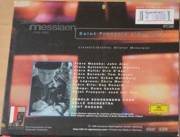 Messiaen* - José van Dam, Dawn Upshaw, Arnold Schoenberg Chor, Hallé Orchestra, Kent Nagano : Saint François D'Assise (4xCD, Album + Box, Sli)