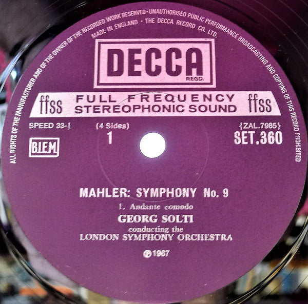 Mahler*, London Symphony*, Georg Solti : Symphony No. 9 (2xLP, RE, NB  + Box)
