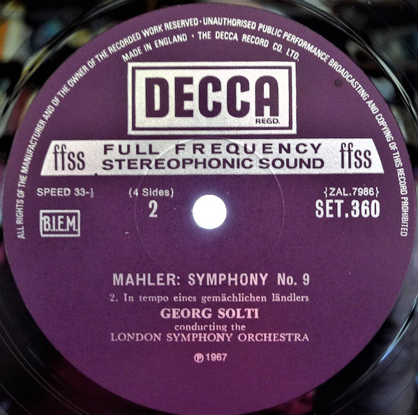 Mahler*, London Symphony*, Georg Solti : Symphony No. 9 (2xLP, RE, NB  + Box)