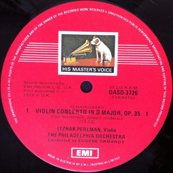 Tchaikovsky* - Perlman*, Ormandy* and Philadelphia Orchestra* : Violin Concerto / Sérénade mélancolique (LP, Album)