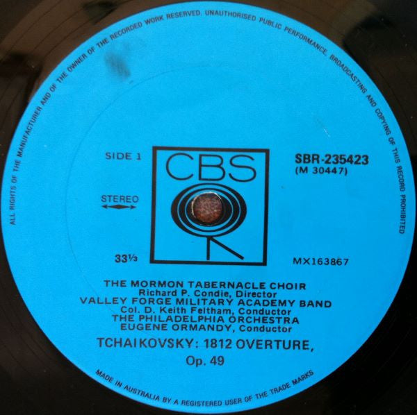 Pyotr Ilyich Tchaikovsky - Eugene Ormandy, The Philadelphia Orchestra, Mormon Tabernacle Choir, Valley Forge Military Academy Band : 1812 Overture / Serenade For Strings (LP, Album)