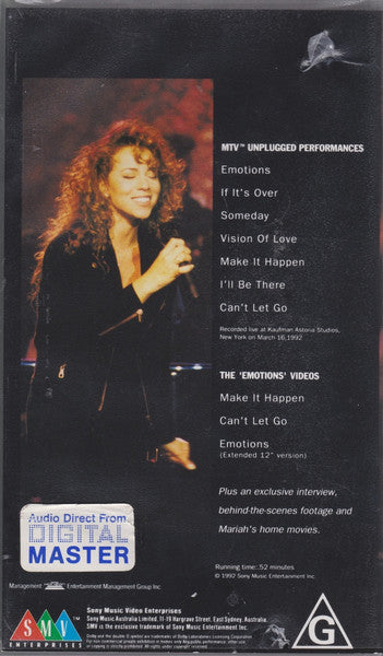 Mariah Carey : MTV Unplugged +3 (VHS, PAL)