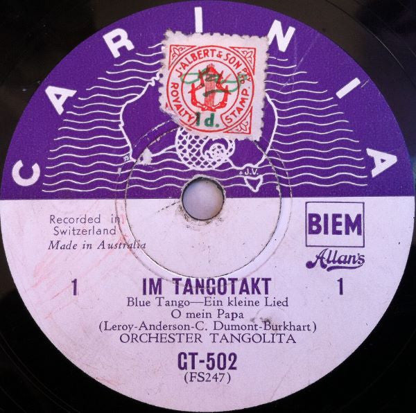 Orchester Tangolita : Im Tangotakt (Shellac, 10")