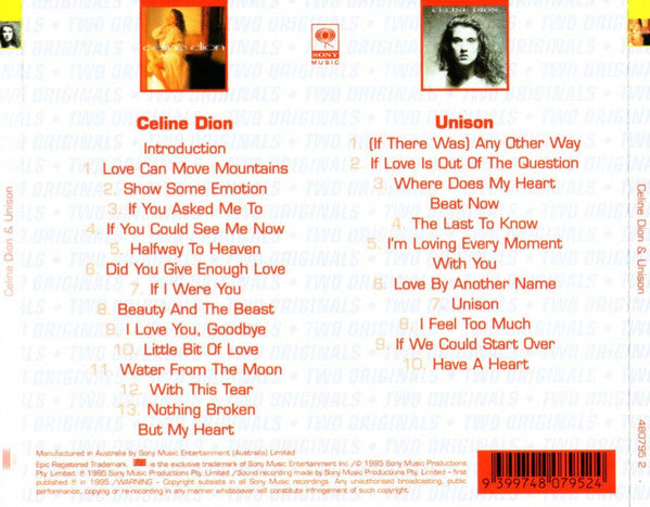 Céline Dion : Celine Dion & Unison (CD, Album, RP + CD, Album, RP + Box, Comp, RM)