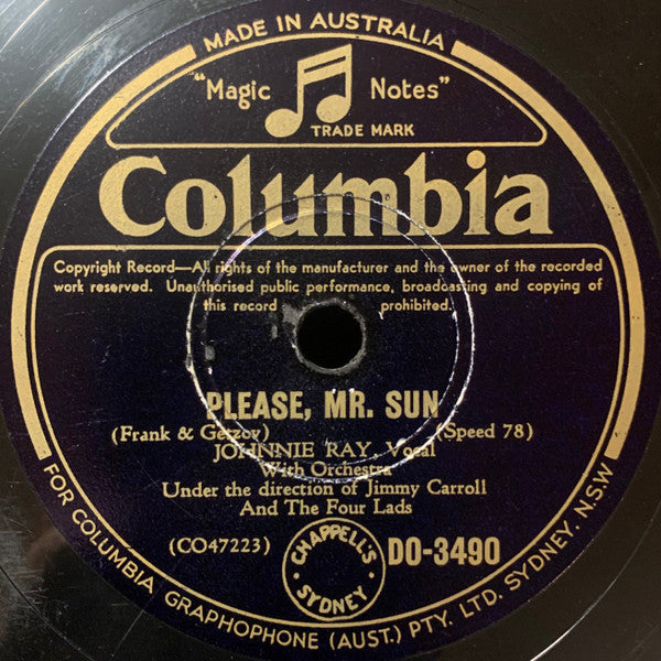 Johnnie Ray : Please, Mr. Sun / Here Am I --- Broken Hearted (Shellac, 10")