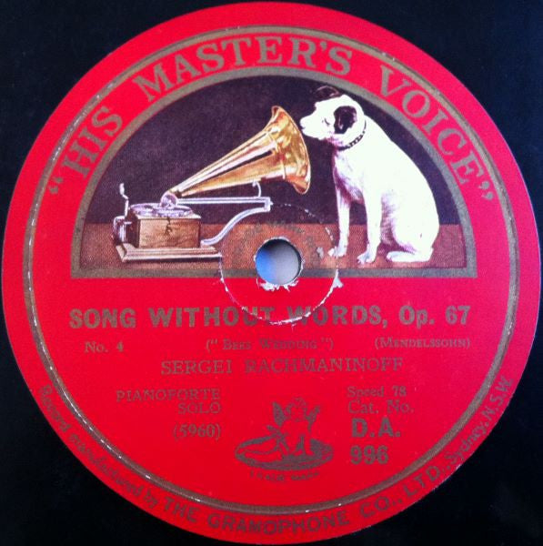 Sergei Vasilyevich Rachmaninoff : Prelude In C Sharp Minor Op.3, No.2 / Song Without Words, Op.67, No.4 (Shellac, 10")