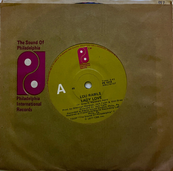 Lou Rawls : Lady Love (7", Single)