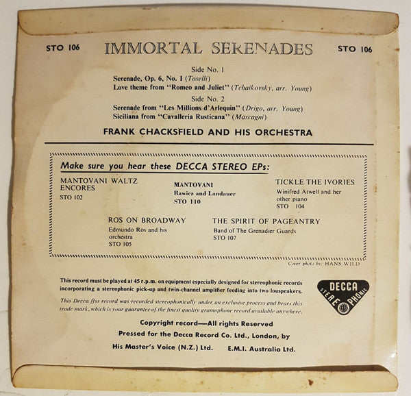 Frank Chacksfield & His Orchestra : Immortal Serenades (7", EP)