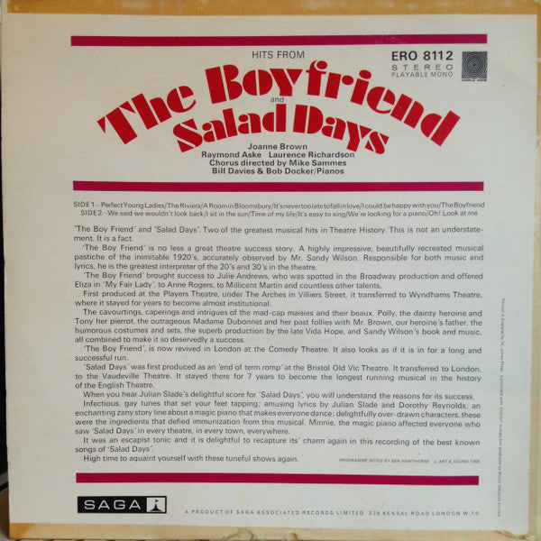 Joanne Brown, Raymond Aske . Laurence Richardson : Hits From The Boyfriend And Salad Days (LP, Album)