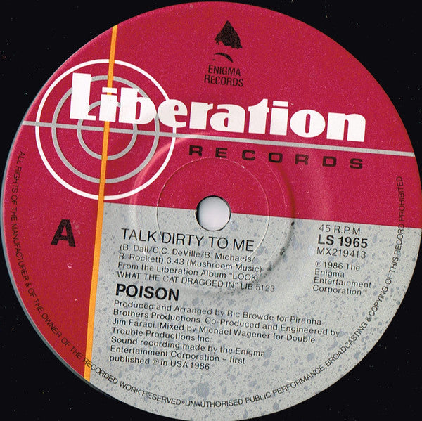 Poison (3) : Talk Dirty To Me (7", Single, Pic)