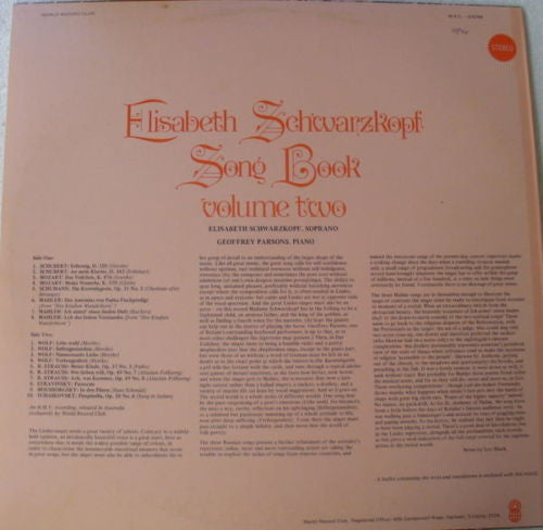 Elisabeth Schwarzkopf : Song Book Volume Two (LP, Album, Club)