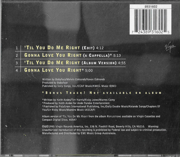 After 7 : 'Til You Do Me Right (CD, Single)