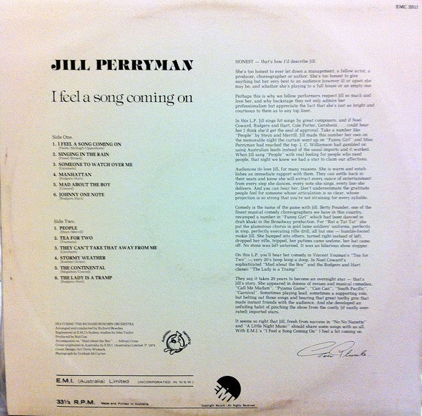Jill Perryman : I Feel A Song Coming On (LP, Album)