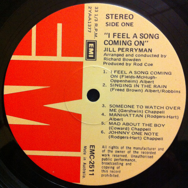 Jill Perryman : I Feel A Song Coming On (LP, Album)