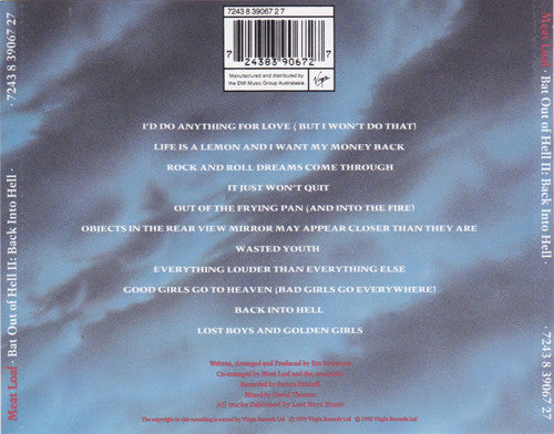 Meat Loaf : Bat Out Of Hell II: Back Into Hell (CD, Album, Pic)