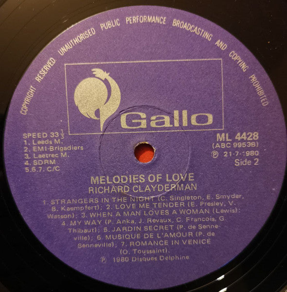 Richard Clayderman : Melodies Of Love (LP, Album)