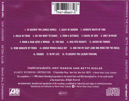 Bette Midler : Experience The Divine (Greatest Hits) (CD, Comp, RM)