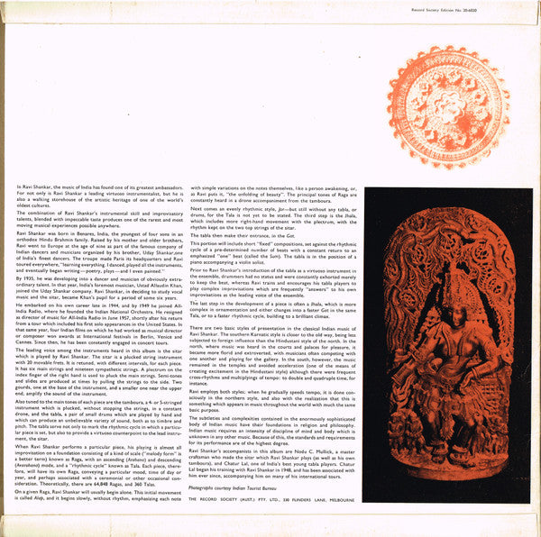 Ravi Shankar : Music of India (LP, Album, Mono, Club, Gat)