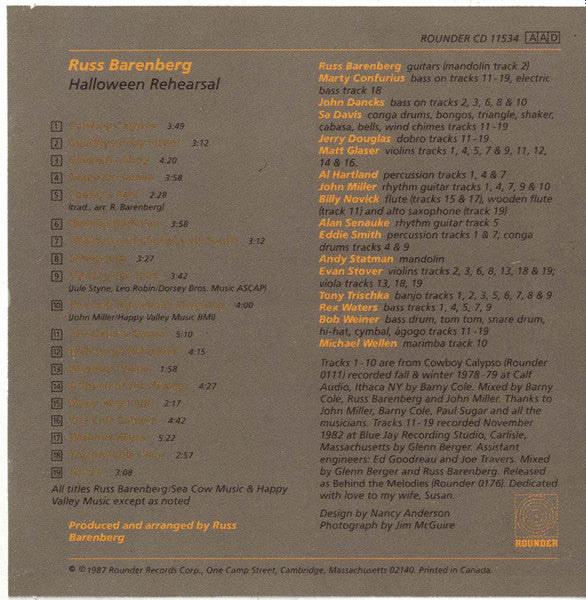 Russ Barenberg : Halloween Rehearsal (CD, Comp)