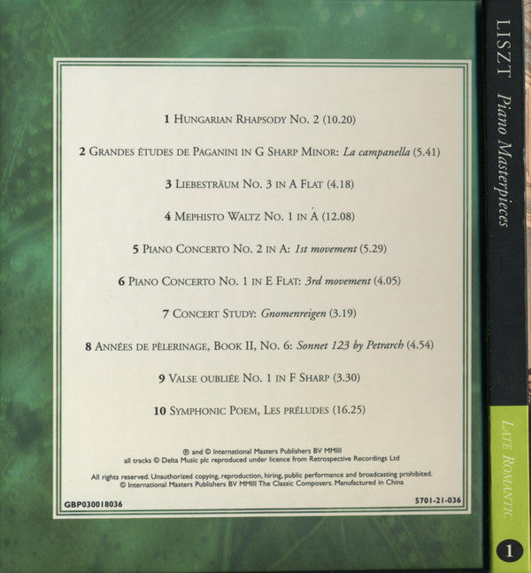 Franz Liszt : Piano Masterpieces (CD, Comp)