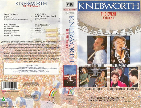 Various : Knebworth The Event Volume 1 (VHS, Comp)