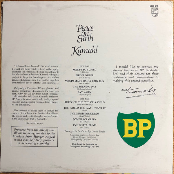 Kamahl : Peace On Earth (LP, Album, BP )