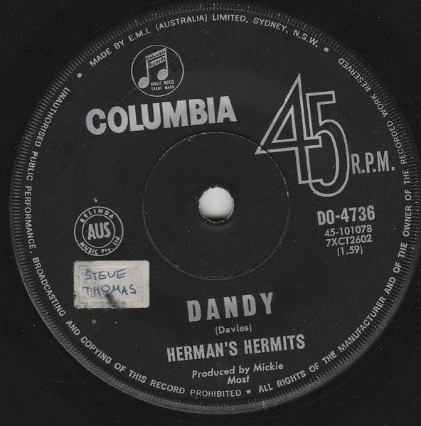 Herman's Hermits : Dandy (7", Single)