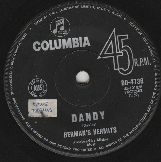 Herman's Hermits : Dandy (7", Single)
