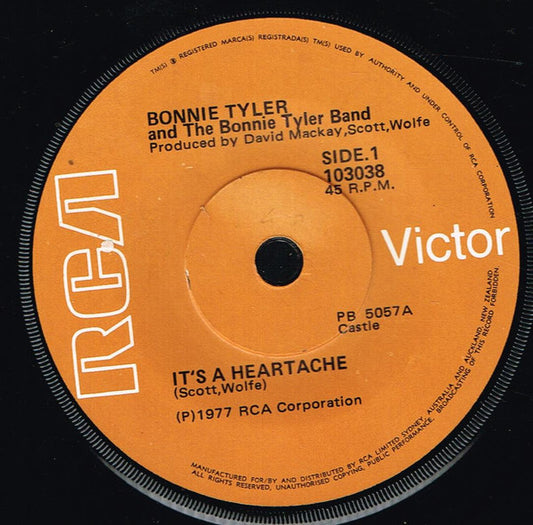 Bonnie Tyler & The Bonnie Tyler Band : It's A Heartache (7", Single)
