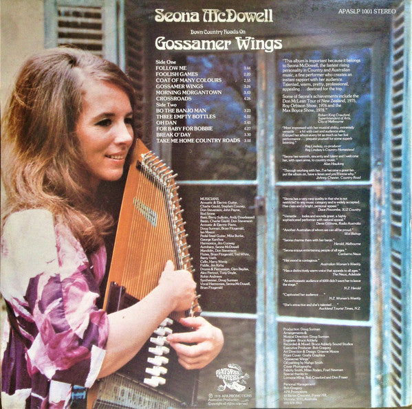 Seona McDowell : Down Country Roads On Gossamer Wings (LP, Album, Gat)