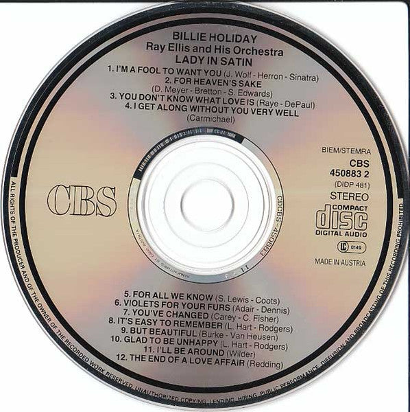 Billie Holiday, Ray Ellis And His Orchestra : Lady In Satin (CD, Album, RE, RM)