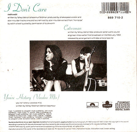 Shakespears Sister* : I Don't Care (CD, Single)