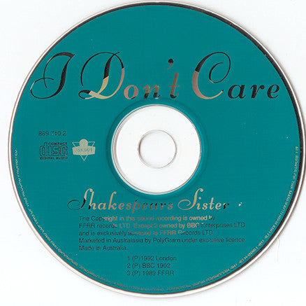 Shakespears Sister* : I Don't Care (CD, Single)
