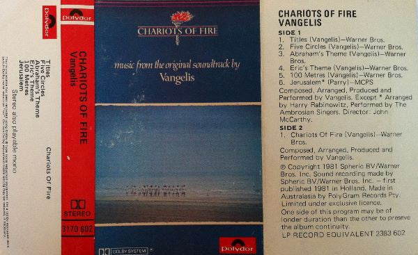 Vangelis : Chariots Of Fire (Cass, Album)