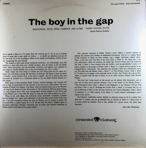 Paddy Taylor : The Boy In The Gap (LP, Album)
