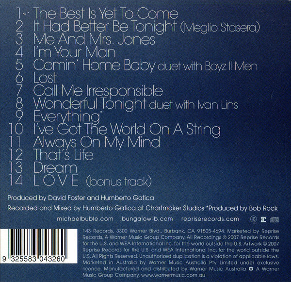 Michael Bublé : Call Me Irresponsible (CD, Album, S/Edition, Dig)