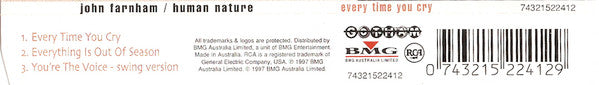 John Farnham, Human Nature : Every Time You Cry (CD, Single)