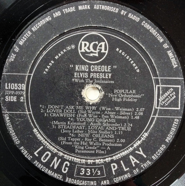 Elvis Presley : King Creole (LP, Album, Mono)