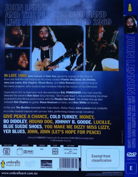 John Lennon And The Plastic Ono Band : Live Peace In Toronto 1969 (DVD-V, PAL)