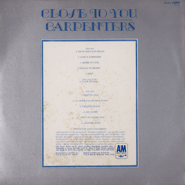 Carpenters : Close To You (LP, Album, RE)
