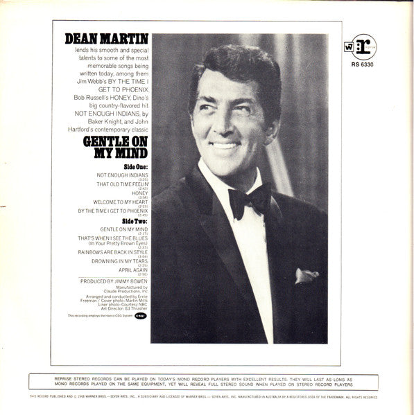 Dean Martin : Gentle On My Mind (LP, Album, RP)