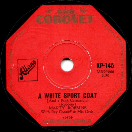 Marty Robbins With Ray Conniff And His Orchestra* : A White Sport Coat (And A Pink Carnation) / Grown-Up Tears (Shellac, 10")