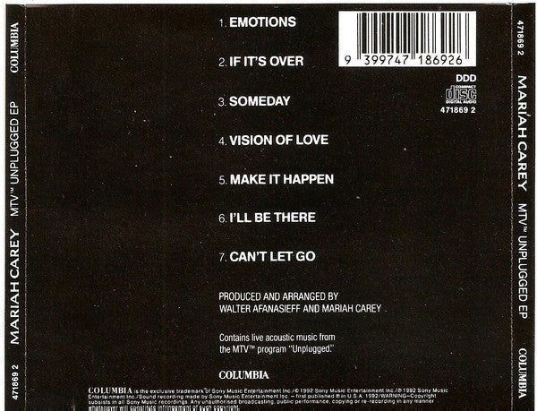 Mariah Carey : MTV Unplugged EP (CD, EP)