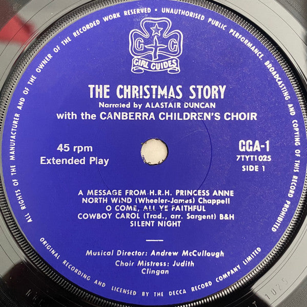 Alastair Duncan With The Canberra Children's Choir : The Christmas Story (7", EP, Mono)