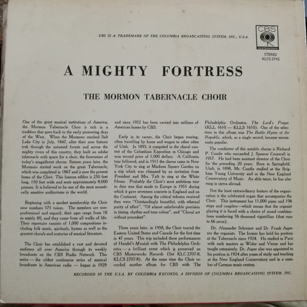 Mormon Tabernacle Choir : A Mighty Fortress (LP)
