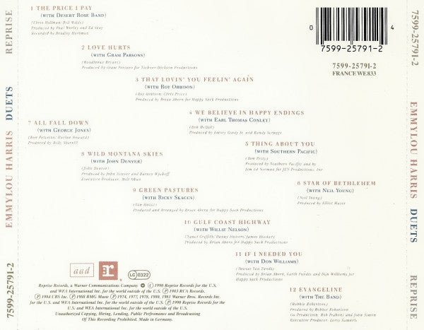 Emmylou Harris : Duets (CD, Comp)