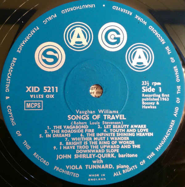 John Shirley-Quirk, Viola Tunnard, Vaughan Williams* : Songs Of Travel And Other Songs (LP, Mono)
