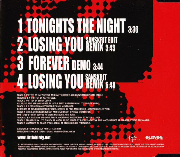 Little Birdy : Tonight's The Night (CD, Single)
