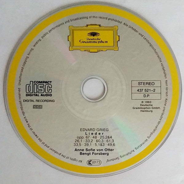 Grieg* : Anne Sofie von Otter • Bengt Forsberg : Songs · Lieder (CD, Album)